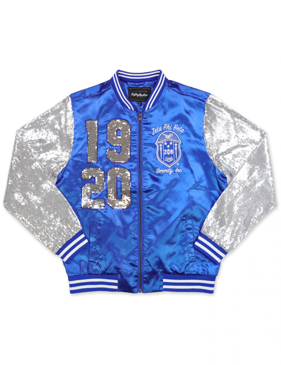 Zip sequin baseball jacket