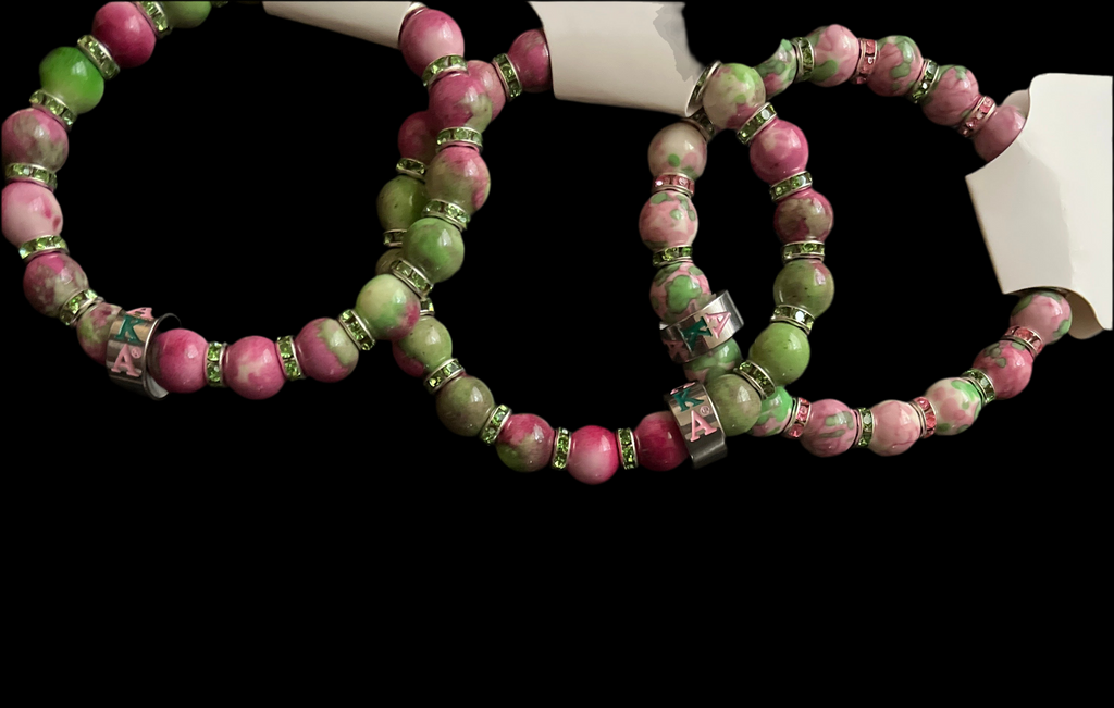 AKA Stone Bead-Rain Flower Pink&Green Beads